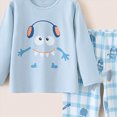 thumbnail image 4 of NOLDARES Kids Child Toddler Boy Pajamas Pj Set Long Sleeve Snug Fit Soft & Cozy & Loungewear Fall Winter Sleepwear 6-12 Months 12-24 Months 2t 3t 4t 5t 6t 7t 8t 9t Children,Light Blue,12-13 Y, 4 of 4
