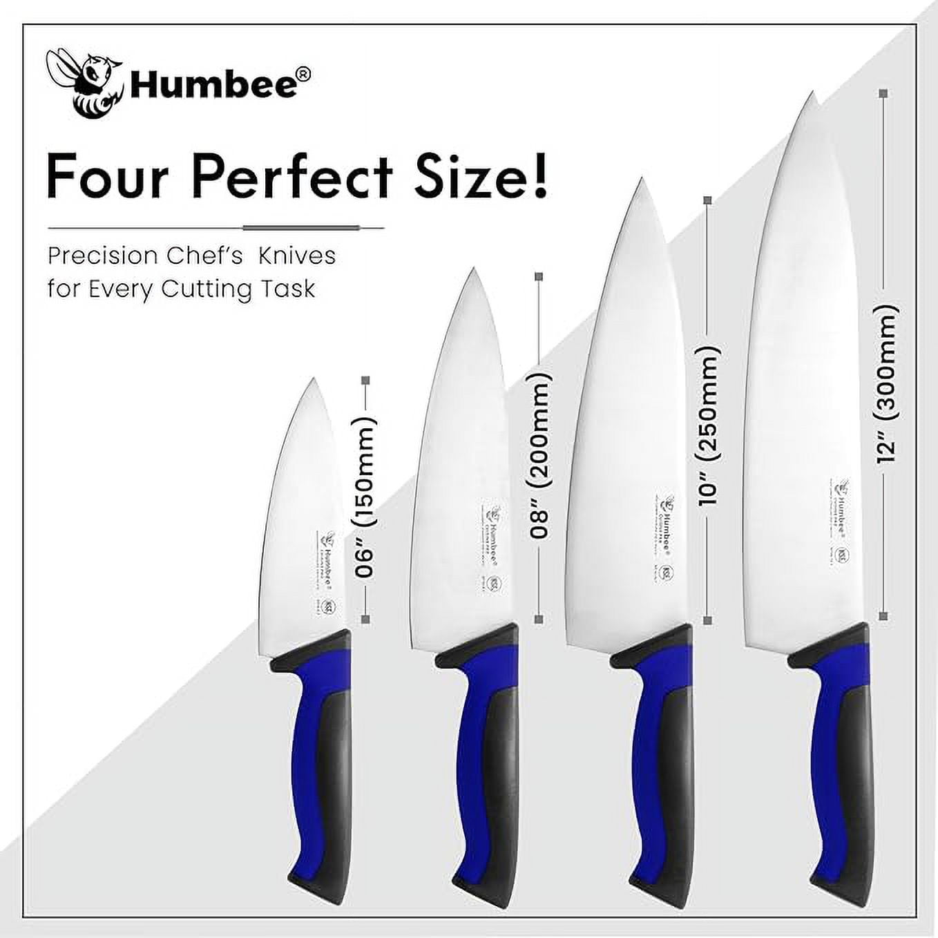 Humbee 8-Inch Chef Knife Razor-Sharp Blade Kitchen Knife with Comfortable Grip Handle, Blue DT-10 Series