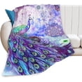 thumbnail image 3 of Colorful Peacock Blanket , Peacock Feathers Comfortable Warm Blanket, Light Weight Cozy Plush Blanket ,for All Season Living Room Bedroom Couch 40"x30", 3 of 6