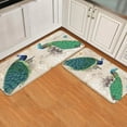 thumbnail image 2 of Peacock Kitchen Rug Set 2 Pieces Peacocks Classical Beautiful Vintage Painted Feathers Rug Comfort Mat Cushioned Floor Mats Washable Doormat Anti Fatigue Non-Slip Chef Runner Rugs Bedroom Area Carpet, 2 of 6