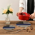 thumbnail image 2 of FREEAMG 2-Pack American Police Flag Round Cotton Woven Pot Holders Trivets Set, 7 inch and 9 inch Diameter,Heat Resistant Pad Mat for Kitchen Decor Cooking Supplies, 2 of 5