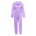 thumbnail image 5 of Elainilye Fashion Jogging Suits for Women Solid Color Hoodie Loose Vest Sweatpants Three Piece Suit Jogging Sports Set,Purple, 5 of 5