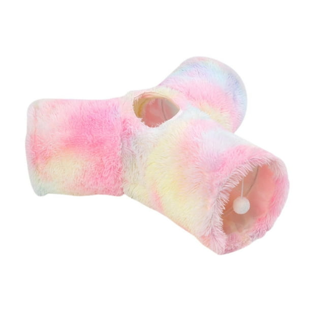 Túnel de peluche para gatos, túneles de interior con pelota de juguete, juguetes interactivos. Multicolor