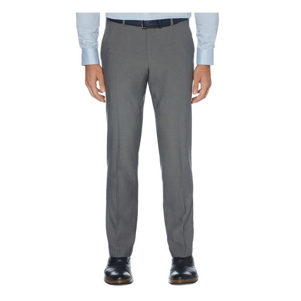 PERRY ELLIS PORTFOLIO Mens Gray Stretch, Check Slim Fit X-Tech Moisture ...