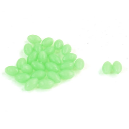 Unique Bargains 5mm x 7mm Green Soft Plastic Oval Shaped Luminous Beads Fishing Lures 29