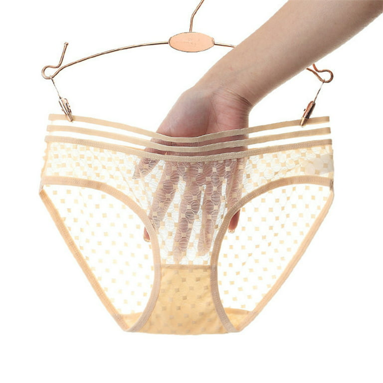 Zuwimk G String Thongs For Women,Women's Micro Thongs Tiny Panties  Underwear Beige,M
