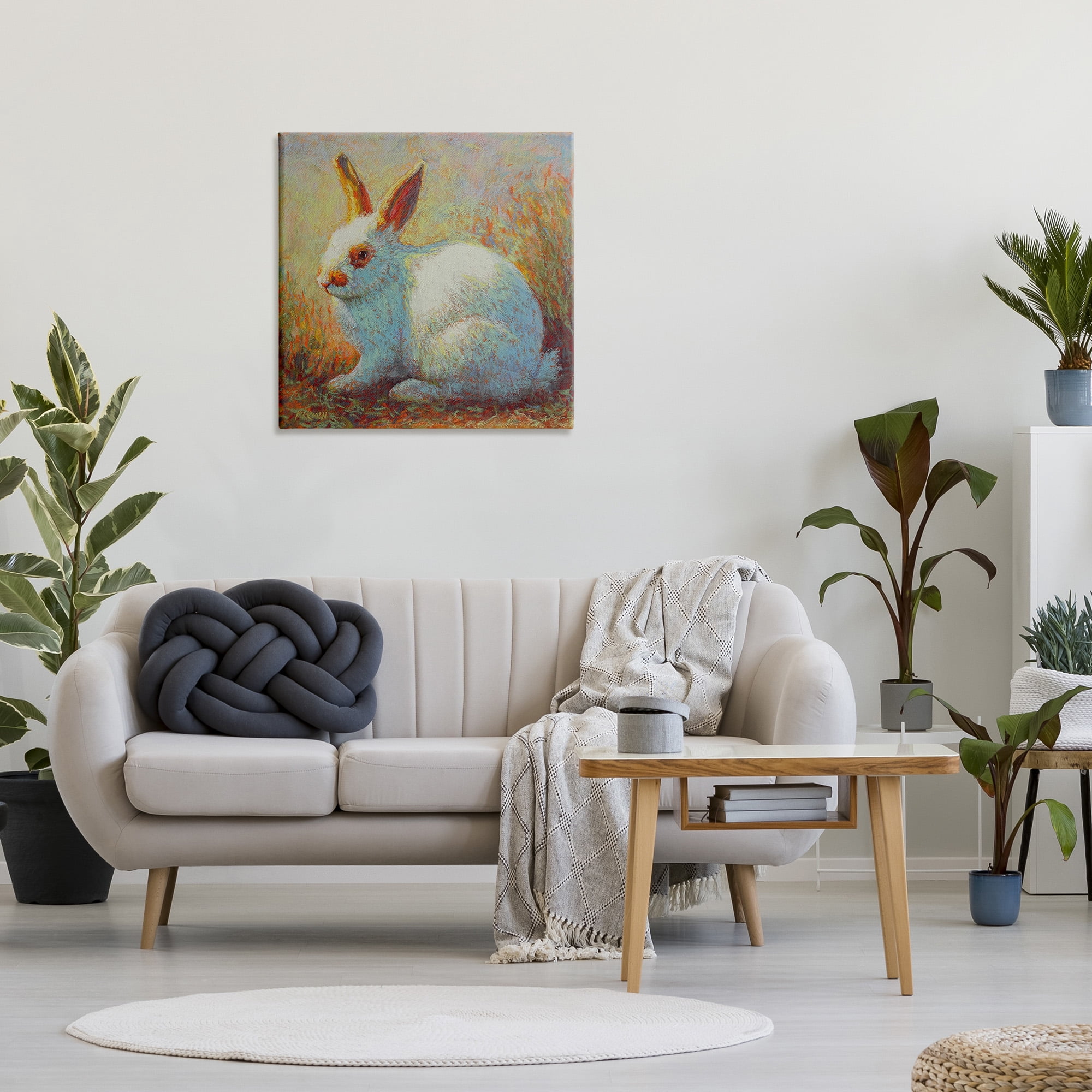 Stupell Industries Traditional Bunny in Nature Animals & Insects Painting Gallery Wrapped Canvas Art Print Wall Art, 30 x 30