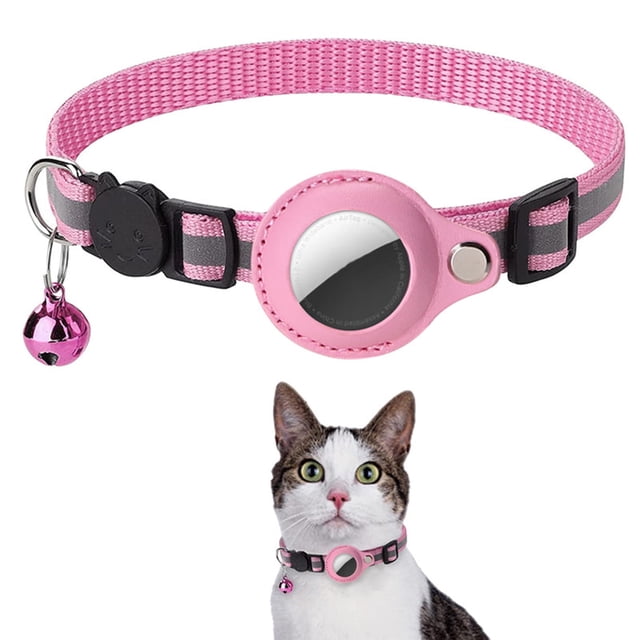 Xihbxyly Collar Ajustable para Mascotas, Nailon Suave, Diseño Reflectante, Incluye Funda Air-Tag, Hebilla de Liberación Rápida Resistente, Clip Metálico Duradero, Apto para Cachorros, Todos Los Tamañ