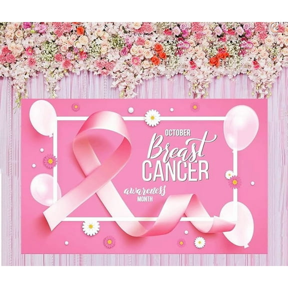 Breast Cancer Awareness Banner Backdrop Decorations Pink Ribbon Shapes Party Banner Breast Cancer Charity Activities Fundraising Gathering Banner