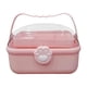 thumbnail image 3 of Caja de almacenamiento de accesorios para el cabello Caja de almacenamiento de joyas Soporte portátil para moños con asa Rosa, 3 of 9
