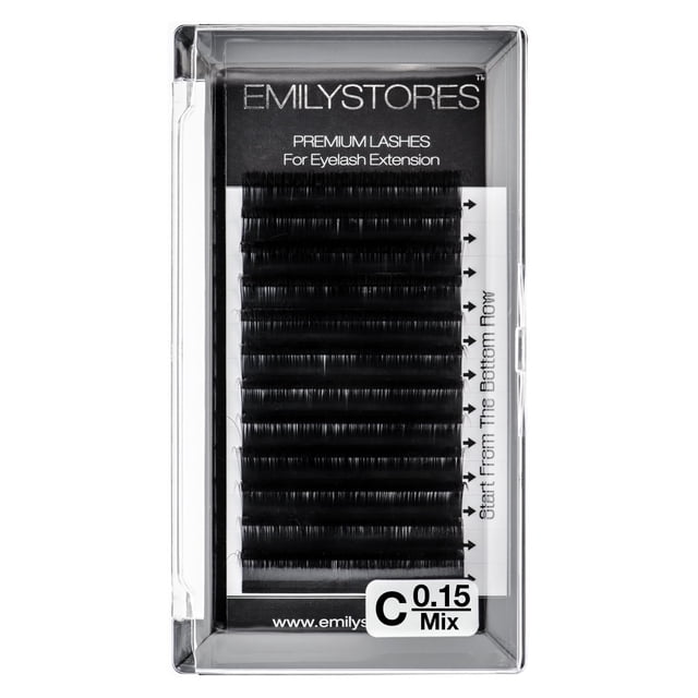 Extensiones de pestañas EMILYSTORES 0,15 mm de grosor C rizo mixto 8-14 mm de longitud Volumen individual Pestañas naturales para extensiones de pestañas (0,15 C mixto 8-14 mm)