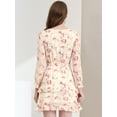 thumbnail image 4 of Unique Bargains Robe à Manches Longues Élastique à Ourlet Volanté avec Ceinture pour Femmes, 4 of 5