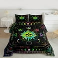 thumbnail image 2 of Manfei Moon Skeleton Skull Queen Comforter Set, Damask Flower Print Bedding Comforter Set, Mystic Boho Moon Stars Galaxy Reversible Bedding Set, Breathable Home Decor, 3pcs, 2 of 8