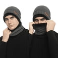 thumbnail image 7 of Men Women Winter Beanie Hat Scarf Set Warm Knit Hat Thick Fleece Lined Winter Cap Neck Warmer,Grey, 7 of 7