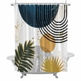 thumbnail image 2 of Bohemian Leaf Shower Curtain for Bathroom Decor, Boho Geometric Stripes Lines Dark Green Waterproof Fabric Shower Curtain, 36"x72" Set with 12 Hooks, 2 of 9