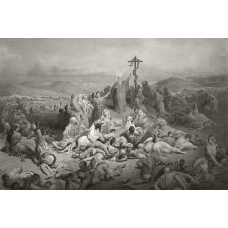 - Moses And The Brazen Serpent After A 19Th Century Print From A Painting By Gustav Dore Engraved By Alphonse Francois Canvas Art - Ken Welsh Design Pics (36 x 24)