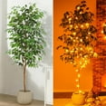 thumbnail image 3 of 6FT Artificial Ficus Tree with Natural Wood Trunk and Lifelike Leaves, Silk Fake Potted Tree with Wood Branches, Faux Tree for Office Home Decor, 3 of 11