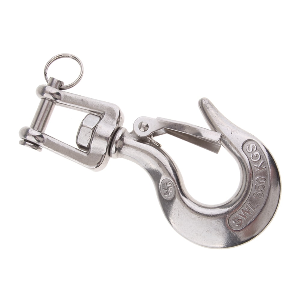 650KG American Type Swivel Lifting Silver Tone Clevis Chain Hook with Latch 