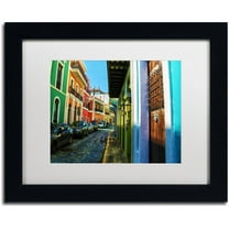 Trademark Fine Art "Old San Juan 11" Canvas Art by CATeyes, White Matte, Black Frame