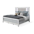 thumbnail image 2 of Benjara Lio Modern King Size Bed- LED- Mirror Trim- Silver Velvet, 2 of 5