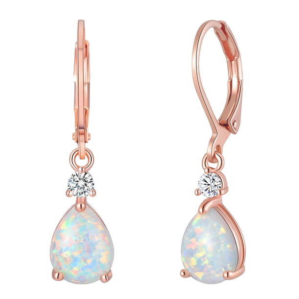 Sonducket Pendientes colgantes de ópalos de fuego elegantes, aretes colgantes de lágrima de Color chapado a la moda y llamativos Ropa, zapatos y accesorios Miscelánea oro rosa