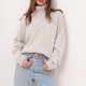 thumbnail image 1 of Suéter de cuello alto para mujer, de manga larga, suelto, de color sólido, con cuello alto, suéter de punto, suéter para mujer, 1 of 6
