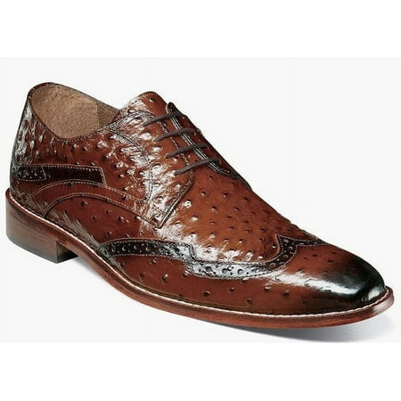 

Stacy Adams Cognac Mens Oxfords Ostrich Print Leather Wingtip 25537-221