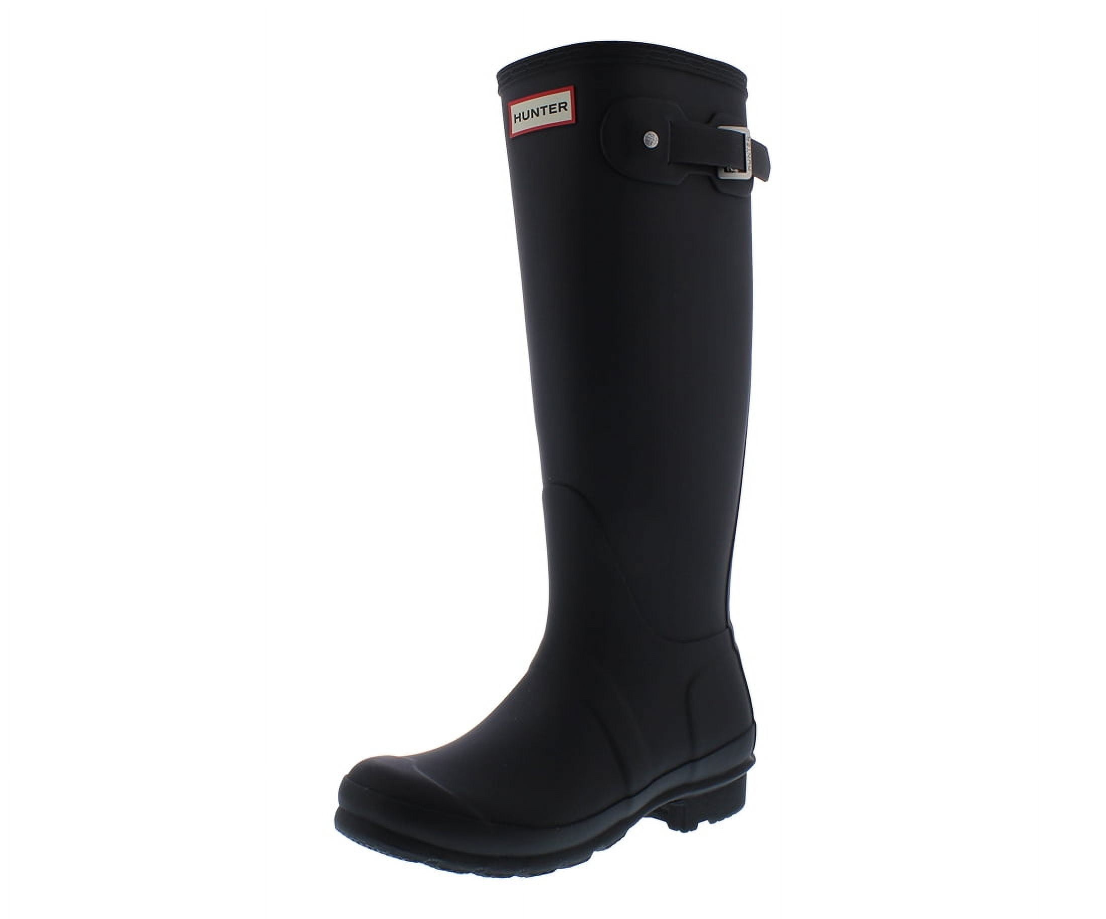 Hunter Women's Refined Tall Studded Back Strap Rain Boots, Black