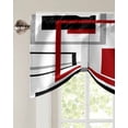 thumbnail image 3 of Tie Up Valance Curtain for Kitchen, Modern Burgundy Red Black White Art Rod Pocket Short Curtains Adjustable Tie-Up Shade Valances, Abstract Geometric Window Treatment for Bathroom Living Room Bedroom, 3 of 7