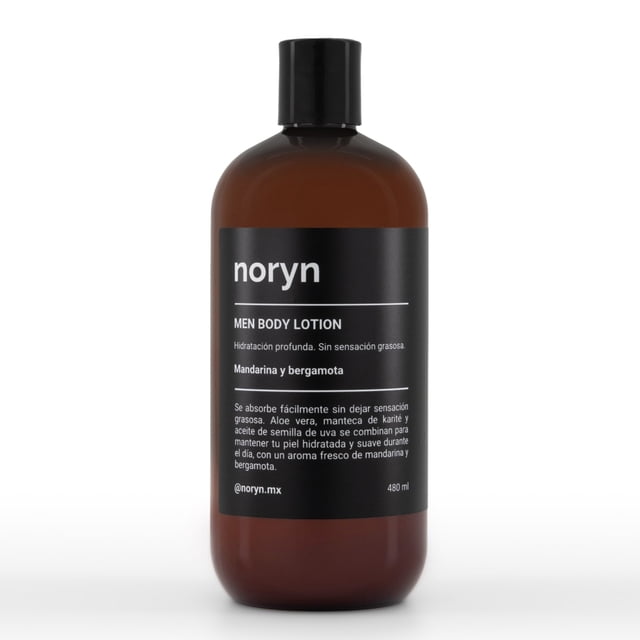 noryn - Crema Corporal para Hombre Rápida Absorción Mandarina y Bergamota 480 ml