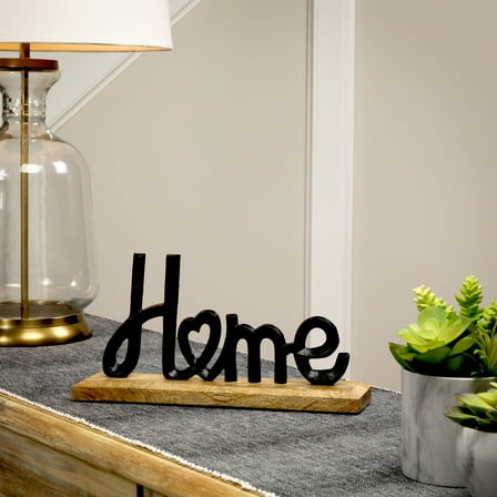 Northlight Metal Home with Heart Sign with Wooden Base - 12"