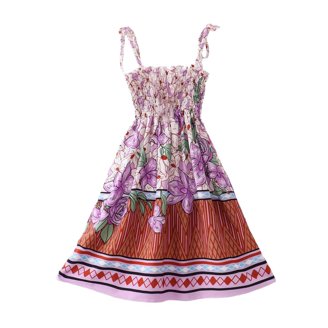 Girls Dress Purple Butterfly Embroidered Halter Dress Party 7 - Walmart.com