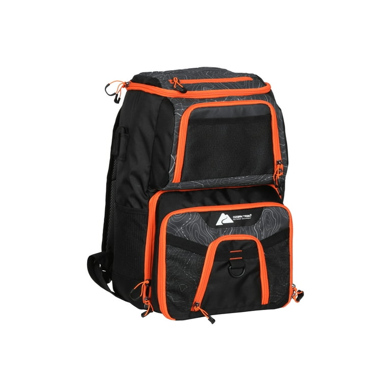Ozark Trail Elite Fishing Tackle Box Backpack with Bait Cooler, Black,  Polyester 