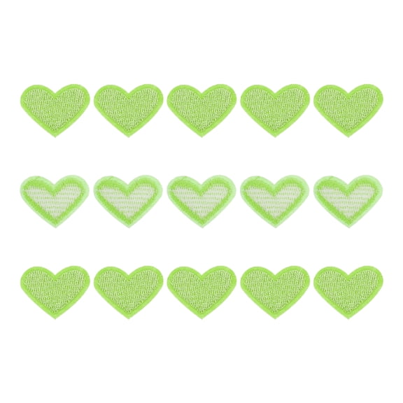 Small Heart Shaped Iron-on Patch Embroidered Sew Patches 1x0.79" for Clothing Repair Backpack 15PCS(Grass Green)