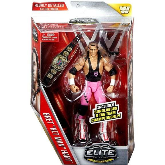 WWE Wrestling Series 43 Bret Hart (Hart Foundation) Action Figure (Sunglasses & Tag Team Championship)