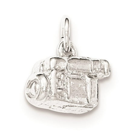 925 Sterling Silver Polished 3-D Video Camera Charm Pendant