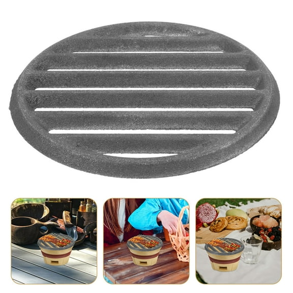 WRITWAA Black Cast Iron Round Fire Grate for Outdoor Cooking Replacement Part