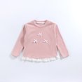thumbnail image 4 of Abcomgle Long Sleeve Shirts for Girls 7-8 Ruffle Lace Hem Bow Crewneck T-Shirts for Girls Fall Ribbed Top for Girls Cute Girls Pullover, 4 of 5