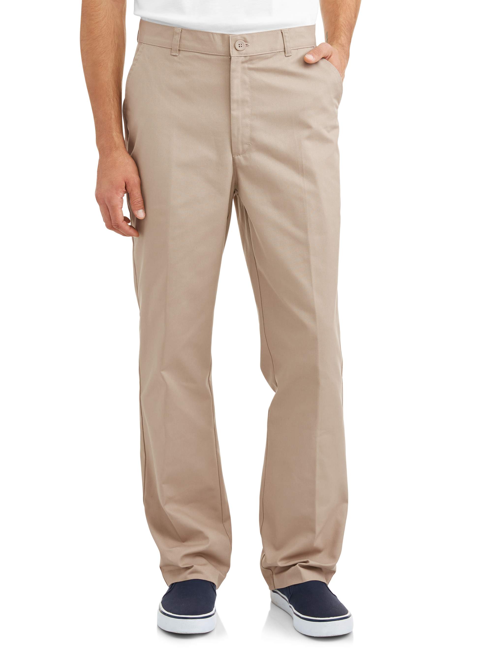 Essentials Boys/' Uniform Straight-Fit Flat-Front Chino Khaki Pants