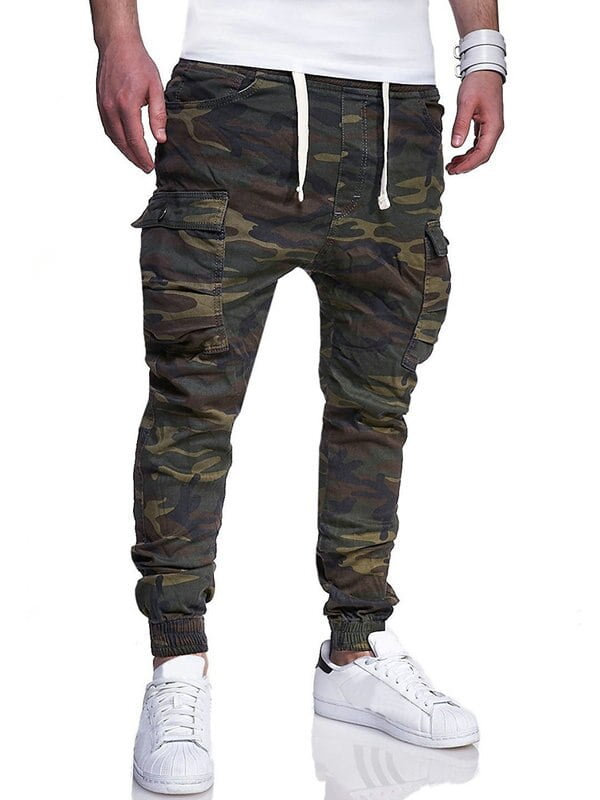 mens elastic waist camo pants