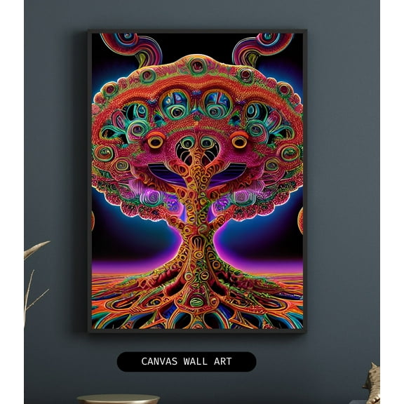 The Electric Elm Forest - Psychedelic Tree Canvas Wall Art