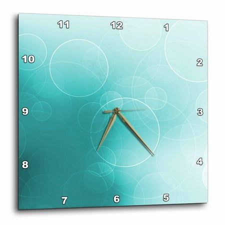Turquoise Wall Clock 3dRose Pretty Floating White Circles On A Shimmering Turquoise Background - Wall Clock, 10 by 10-inch ()