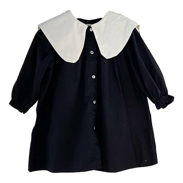 Vestido blanco y negro con lazo para niña, disfraz para niña, primavera y otoño 90cm