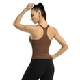 thumbnail image 3 of Sociala Women's Round Neck Ribbed Tank Tops Racerback Stretch Camis With Shelf Bra, 3 of 5
