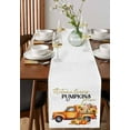 thumbnail image 2 of Orange Thanksgiving Burlap Cotton Table Runner 18x72 Inches Long, Fall Truck Pumpkins Watercolor Farmhouse Table Runners, Outdoor Dining Tablecloths Decor for Baby Shower/Party/Wedding, 2 of 6