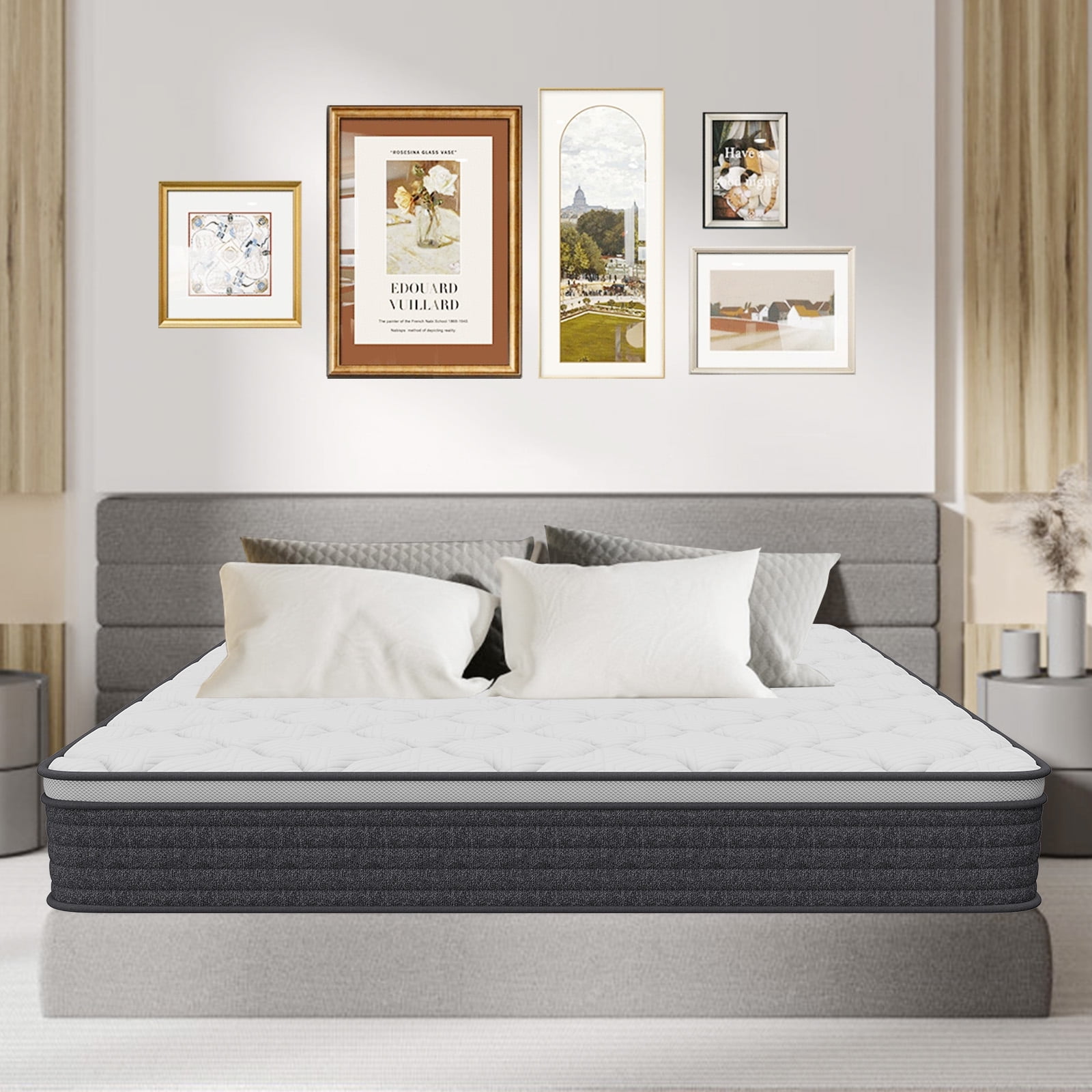 Dealnight 12" Queen Mattress in a Box with Cooling Gel Memory Foam and Individual Pocket Coils , Firm Hybrid Mattress for Adult and Children