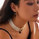thumbnail image 2 of Ingemark Luxury Multilayer Imitation Pearl Chain Necklace Rhinestone Pendant Stud Earrings for Women Elegant Wed Jewelry Set New, 2 of 4
