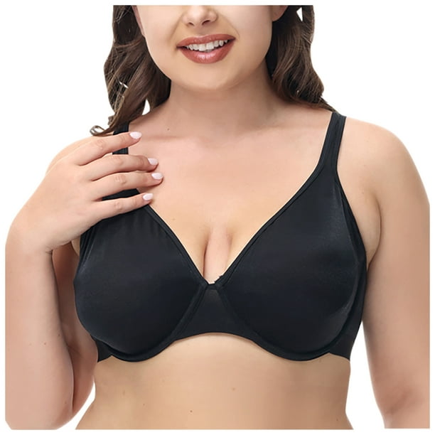 2023 Summer Savings Clearance! Bras for Women WJSXC Women's Plus Size  Seamless Push Up Sports Bra Comfortable Breathable Base Tops Underwear  Black 80H