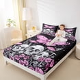 thumbnail image 4 of Homewish Gothic Skull Skeleton Queen Sheet Sets,Happy Valentine'S Day Flat Sheet,Pink Moth Flower Queen Fitted Sheet For Teens,Super Cozy Room Decor,4 Pieces, 4 of 7