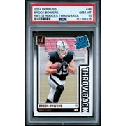 Graded 2024 Panini Donruss Brock Bowers #45 Rated Rookies Throwback Rookie RC Football Card PSA 10 Gem Mint